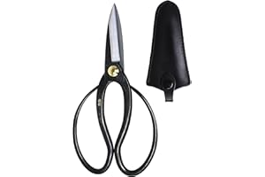 KAKURI Bonsai Scissors Long Blade Made in Japan 8", Japanese Carbon Steel Blade, Large Okubo Shears for Bonsai and Garden Use