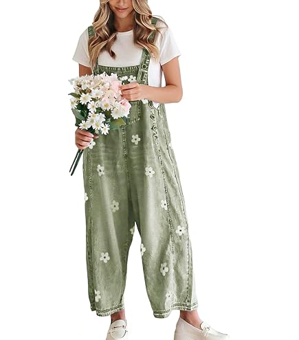 Amazon.com: chouyatou Women Loose Adjustable Strap Denim Bib