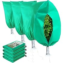 DINGBAI Lot De 2 Housses De Protection Contre Le Gel Pour Plantes - Rectangulaire - Pour L'hiver - Avec Cordon De Serrage - Tissu Réutilisable Pour Plantes D'extérieur - 100 Cm X