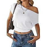 SOFIA'S CHOICE Women's Off The Shoulder T Shirt Crop Top Cute Summer Casual Tee Top