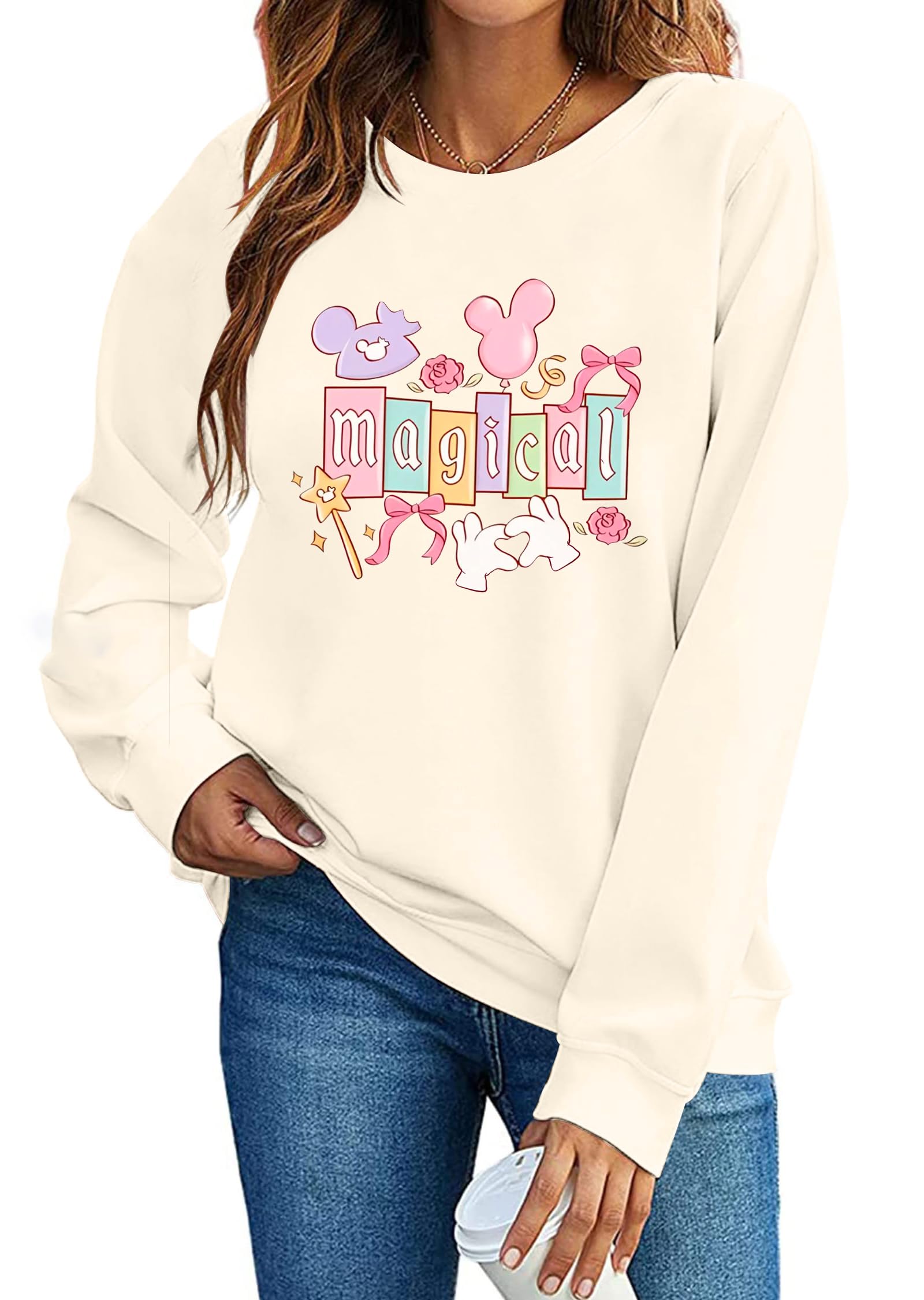 UNIQUENOE Magic Kingdom Sweatshirts for Women Magical Tshirt Family Vacation Tee Castle Graphic Long Sleeve Tops Image