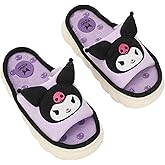 Bioworld Kuromi 3D Character Face Art Women's Purple Open-Toed Slide Slippers