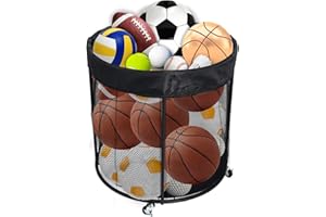 HEDDAY Ball Storage Cart Rolling Sports Ball Cart, Metal Garage Organizer Sports Equipment Organizer Ball Bin 48 Gals with Wheels for Garages, Playgroup, Gym and Schools