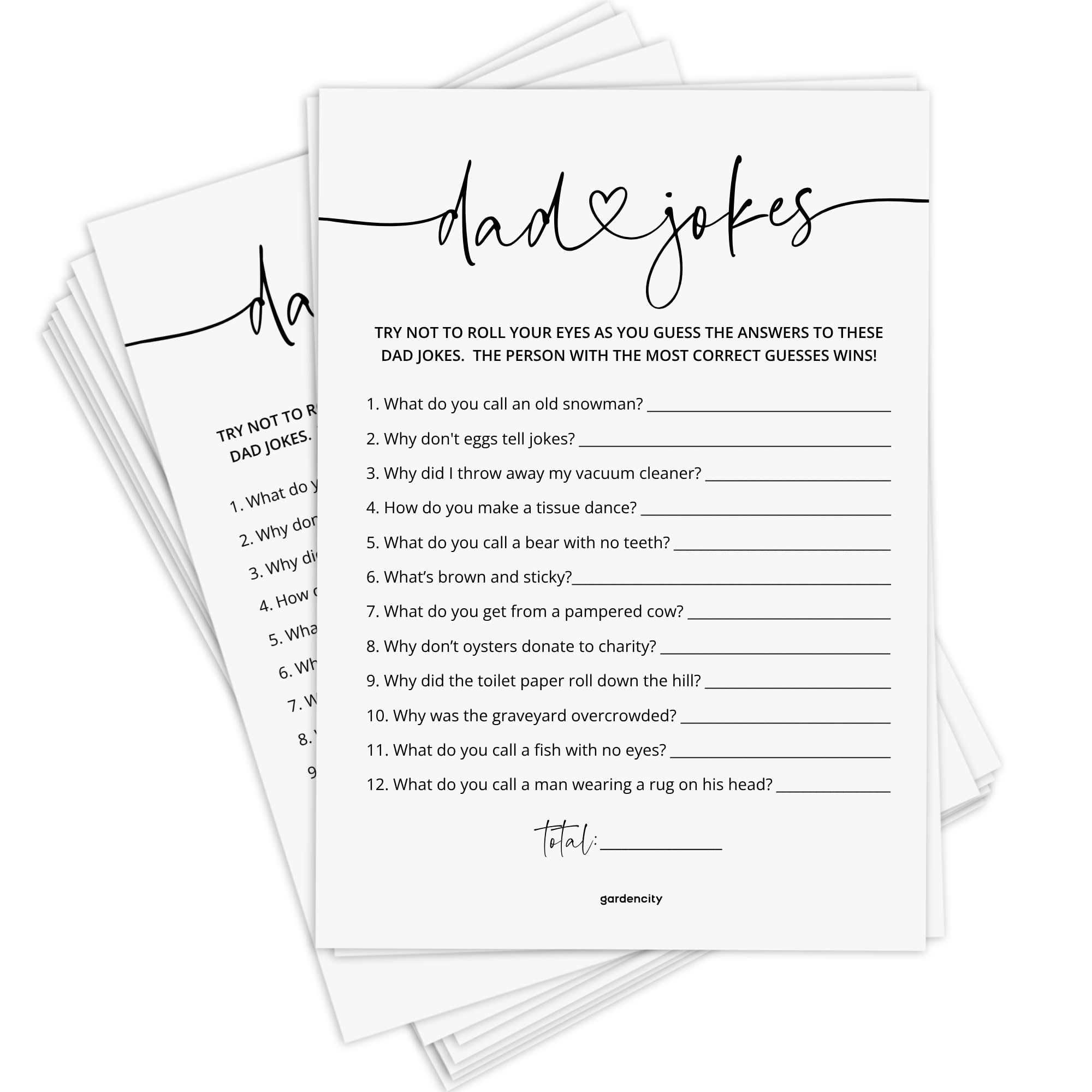 Photo 1 of Dad Jokes Baby Shower Game, 50 Cards, Fun Baby Shower Games Activity for Boy or Girl, Minimalist