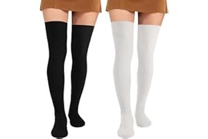 Pleneal Thigh High Socks - 1/2 Pairs Womens Thigh High Over Knee Boot Socks Leg Warmers