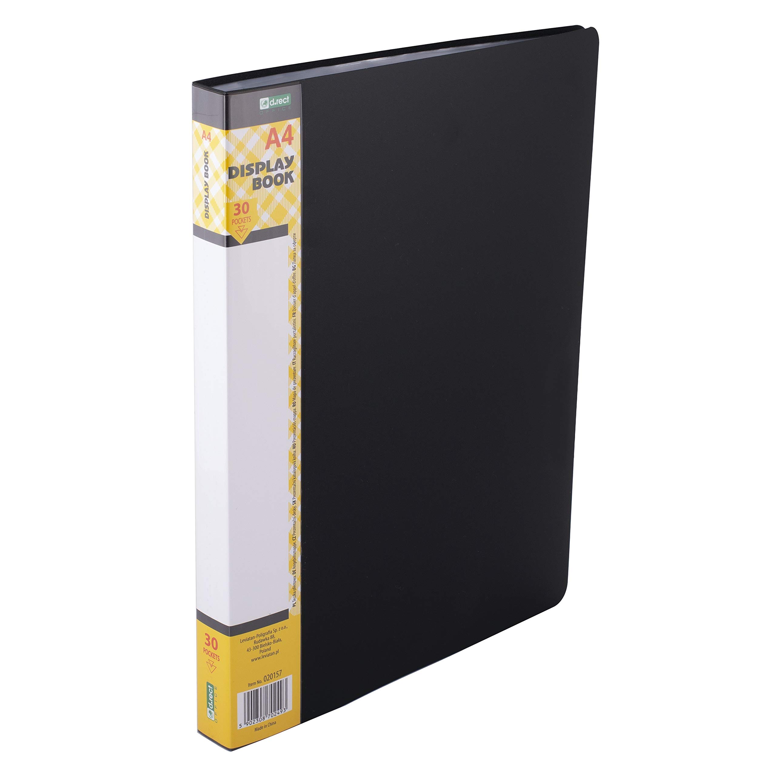 D.RECT Display Book PP A4, 30 Pocket Folder, Black
