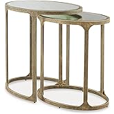 Signature Design by Ashley Irmaleigh Classic Mirrored Nesting Accent Table, Set of 2, Gray & Gold