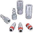 WYNNsky Air Coupler and Plug Kit, 1/4 Inch NPT Air Fittings Industrial Type, 7 Piece Air Compressor Accessories Kit