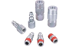 WYNNsky Air Coupler and Plug Kit, 1/4 Inch NPT Air Fittings Industrial Type, 7 Piece Air Compressor Accessories Kit