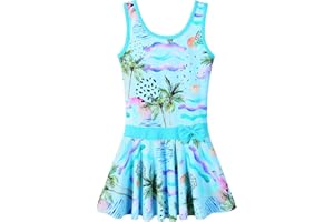 BAOHULU Girls Swimsuit One Piece UPF 50+ Floral Skirted Bathing Suit Modest Beach Swim Dress 3-11 Years