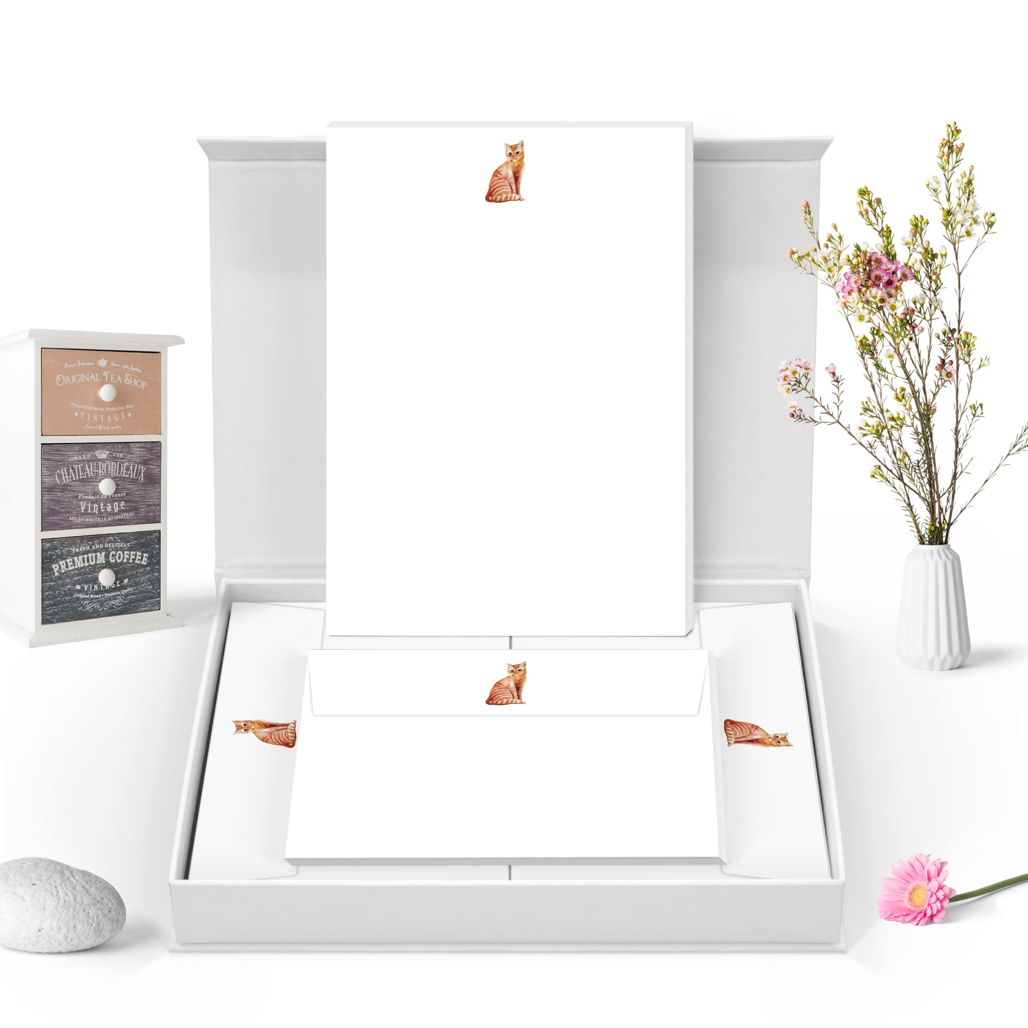 Me Loovely Ginger Cat Letter Writing Paper and Envelopes Set A5 Size Papers Stationery Supplies for Writing Letter | Christmas Gifts (Pack of 20)