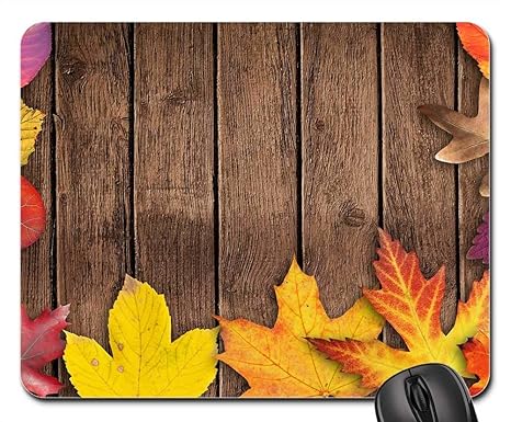 Rectangle Non-Slip Rubber Mouse Pad(9.45x7.8x0.12 Inches) Autumn Banner Poster Text Box Invitation Map Wood 2