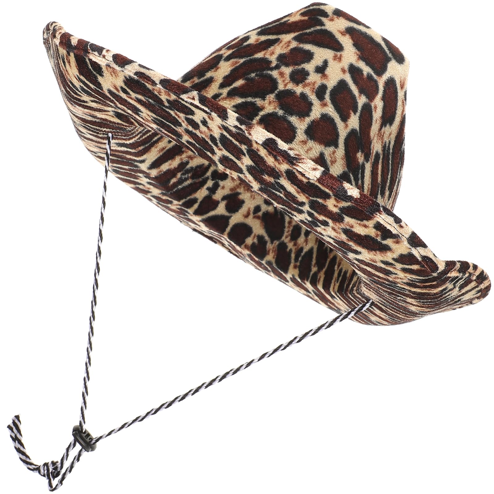 STOBOK Leopard Print Cowboy Hat Women Western Rodeo Party Hat for Costume Dress up Performance and Birthday Celebration Accessories