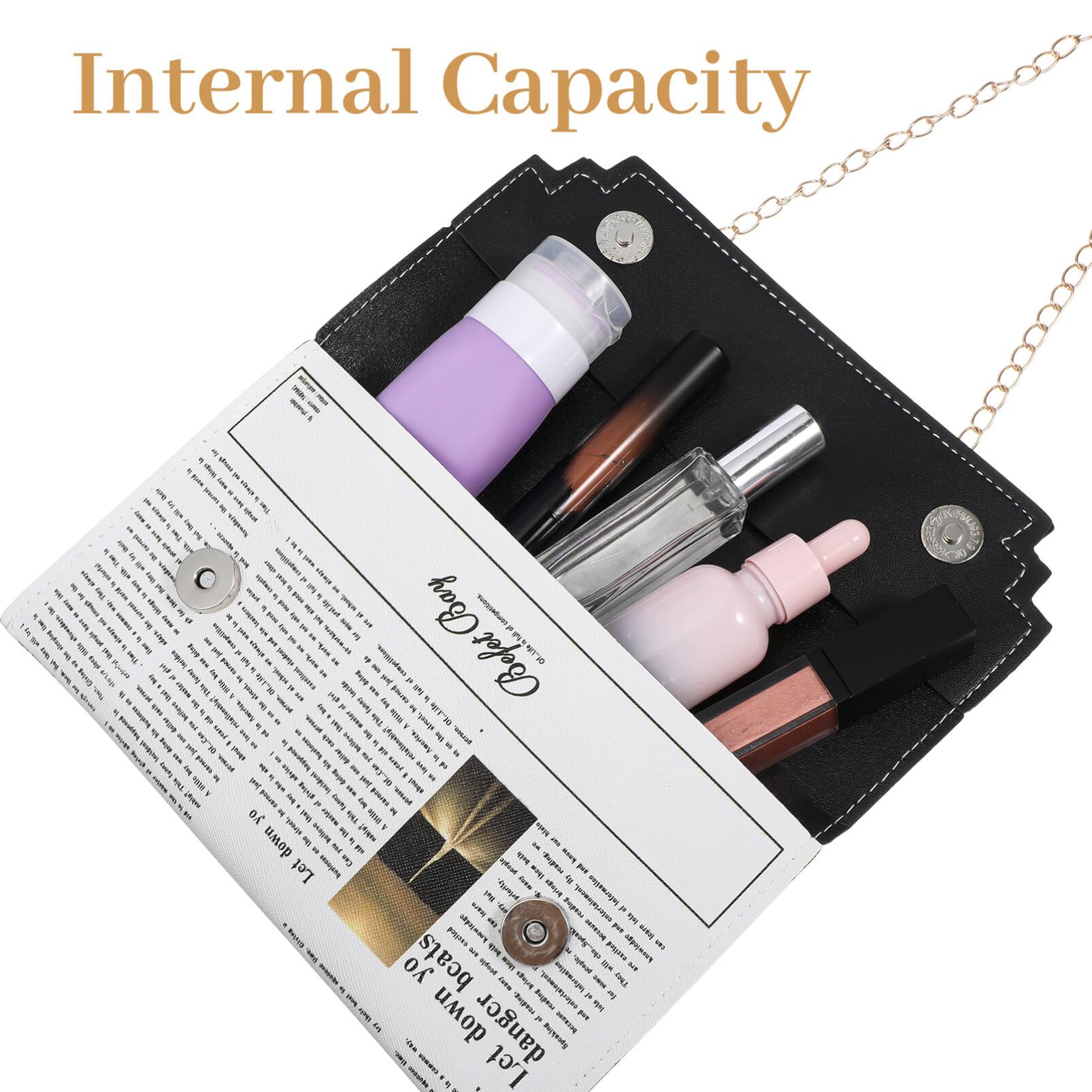 Moderne Pu Leder Umhängetasche Für Damen Mit Zeitungsdesign Multifunktionale Schultertasche Mit Kette Als Einkaufstasche Für Kleine Gegenstände