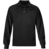 MOHEEN Men's Casual Golf Polo Shirts Outdoor Quick Dry Long Sleeve Tops Moisture Wicking Performance Polo Shirt with Pocket