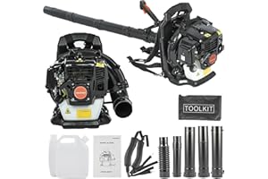 ZTGD Backpack Gas Powered Leaf Blower, 52CC 550CFM 3HP 2 Stroke Grass Lawn Blower Air Cooling Gasoline Backpack Grass Blower with Air-Cooled, Snow Blower for Outdoor (550CFM 52CC-Black)