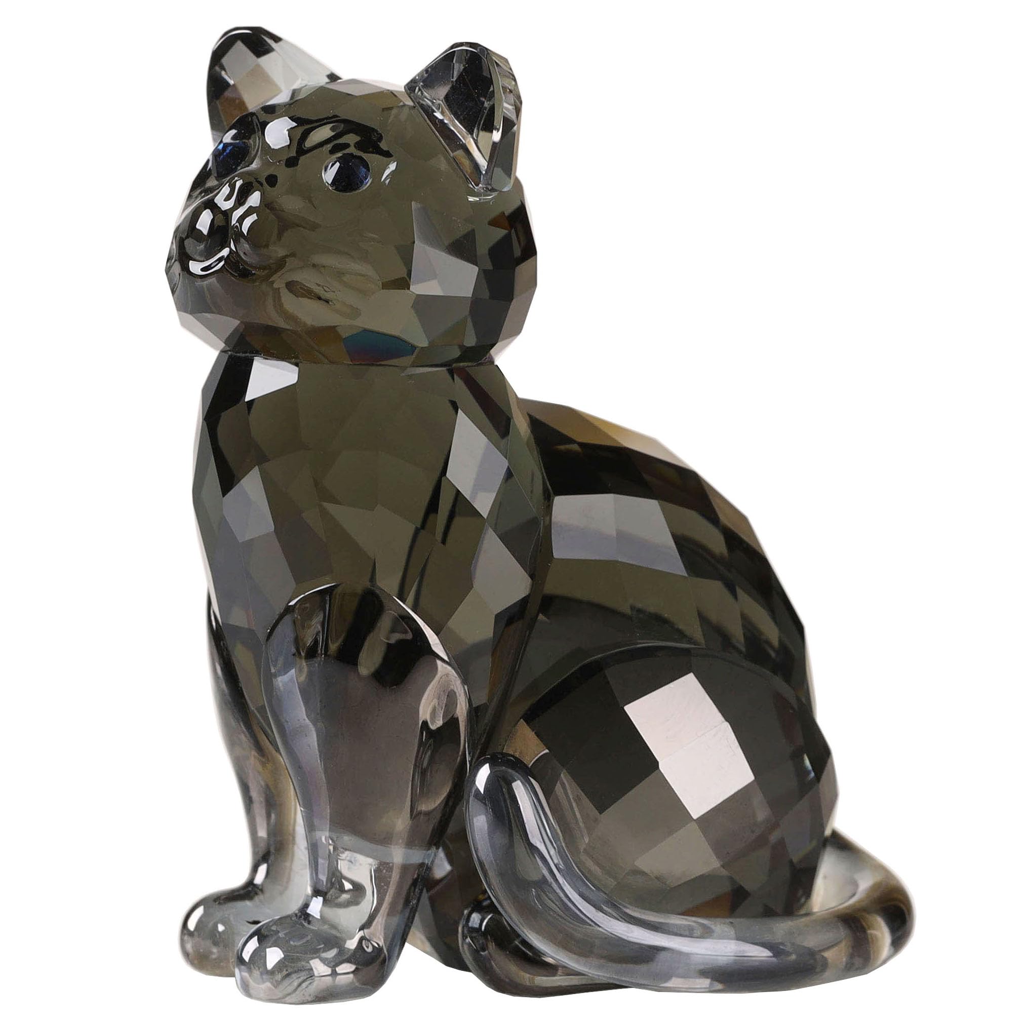 Crystal Cat Realistic Animal Kitten Art Figurine Collection Table top Ornament Statue Home Decor (Black)