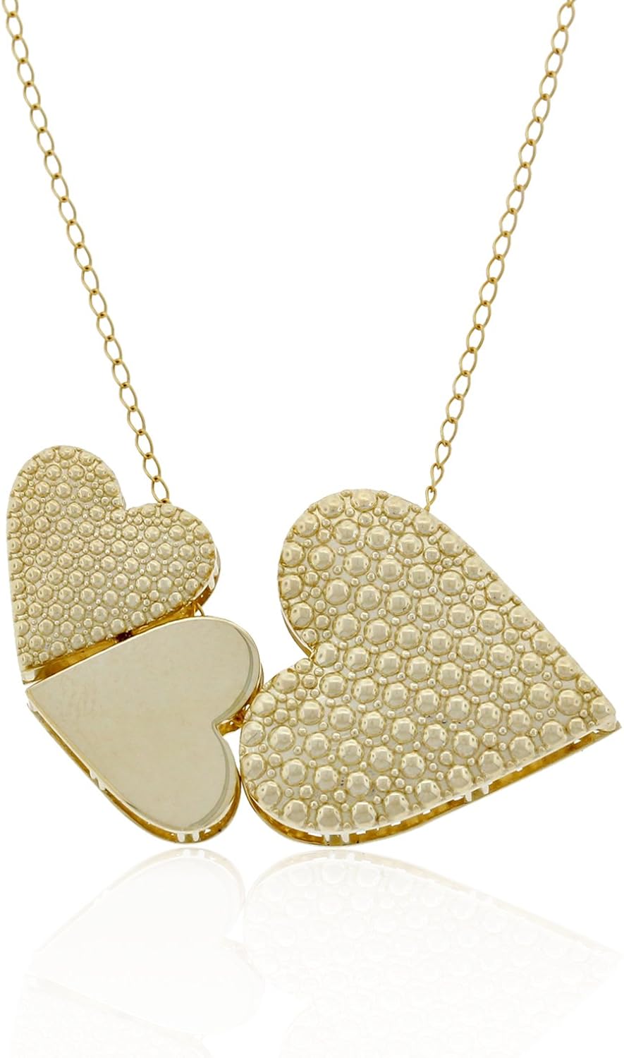 Gold Three Heart Pendant, 14k Jewelry