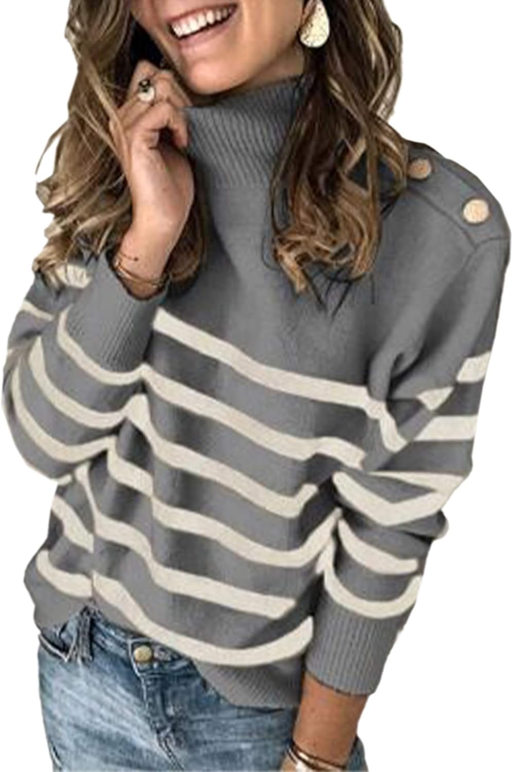 Angashion Women's Sweaters Casual Long Sleeve Crewneck Color Block Patchwork Pullover Knit Sweater Tops: Clothing