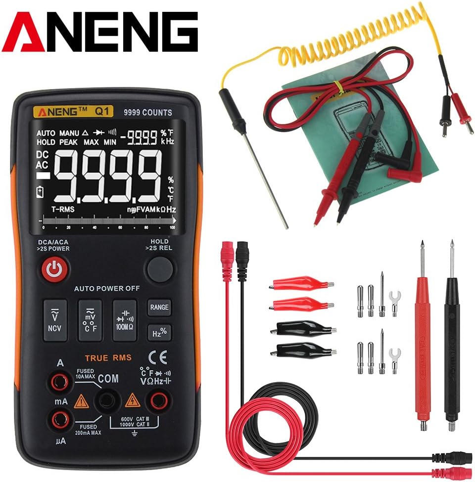 Xueliee ANENG Q1 True-RMS Digital Multimeter Auto Button 9999 Counts Analog Bar Graph Tester