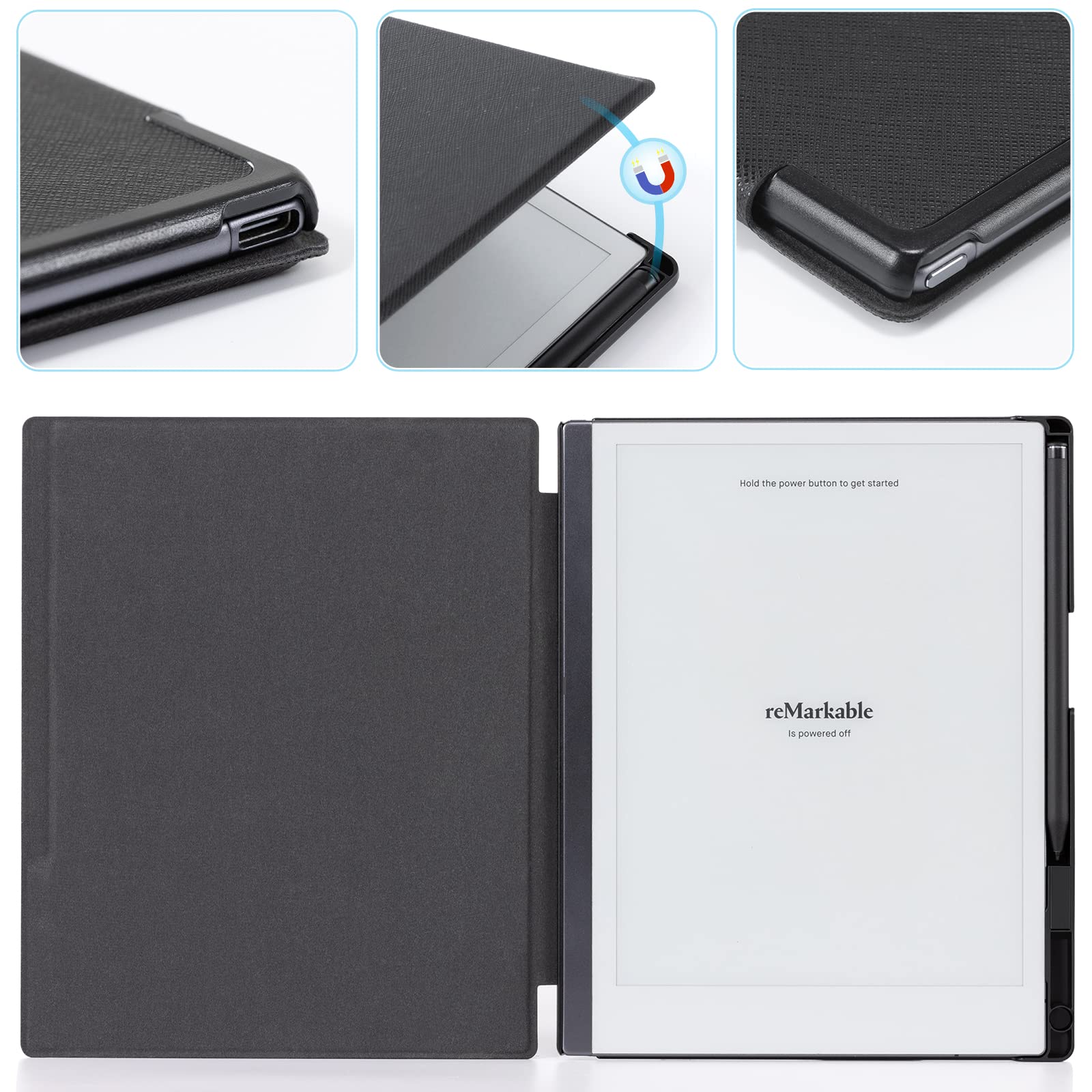 CoBak Case for Remarkable 2 Paper Tablet - Lightweight and Hard Back Shell Protective Book Folio Cover with Built-in Pen Holder - for 10.3