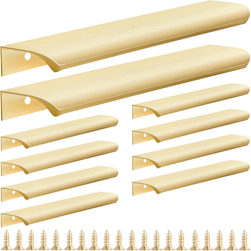 Malimali 10 Pack Gold Kitchen Cupboard Handles 200mm Brushed Brass Aluminum