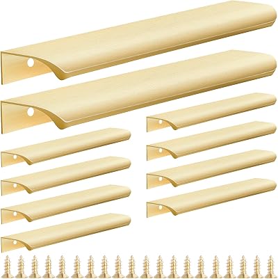 Malimali 10 Pack Gold Kitchen Cupboard Handles 200mm Brushed Brass Aluminum