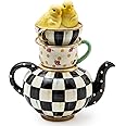 MACKENZIE-CHILDS Courtly Chickatee Teapot, Cute Tea Kettle and Chick Spring Decor