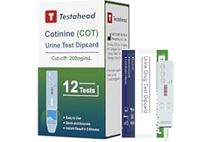 T TESTAHEAD Nicotine Test Strips for Home Use - Detects Cotinine, The Direct Metabolite of Nicotine, in Urine at a Sensitivity of 200 ng/mL - Fast & Accurate Nicotine Detection Kit - 12 Count