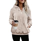Nirovien Womens Sherpa Pullover Oversized Fuzzy Hoodie Double Fleece Sweatshirts Fluffy Plaid Outerwear Warm Coats