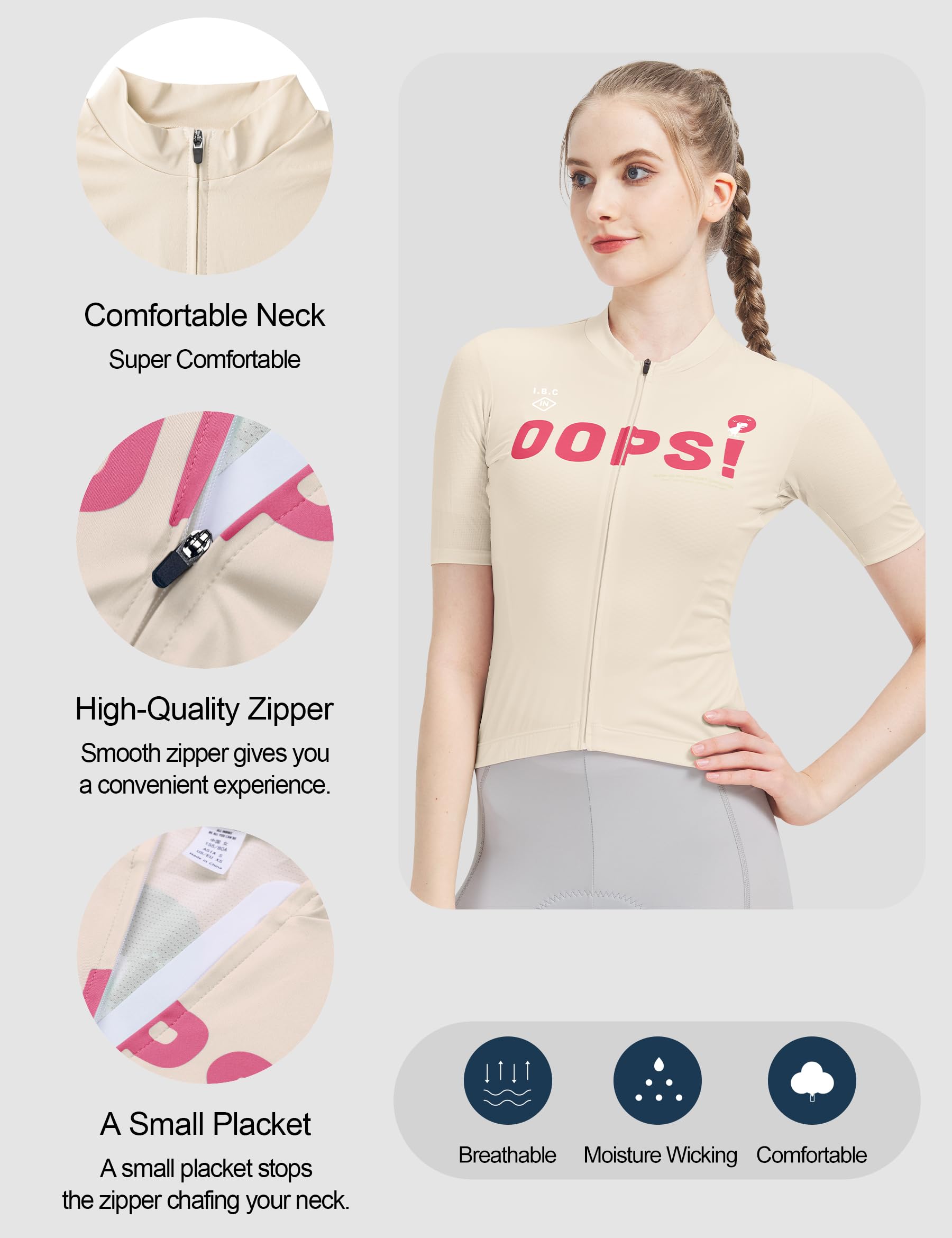 INBIKE Radtrikot Fahrradtrikot Rennradtrikot Damen Sommer Kurzarm Fahrradbekleidung Frauen mit 3 Taschen Atmungsaktiv Schnelltrocknend Fahrradsport Blassrose M 5