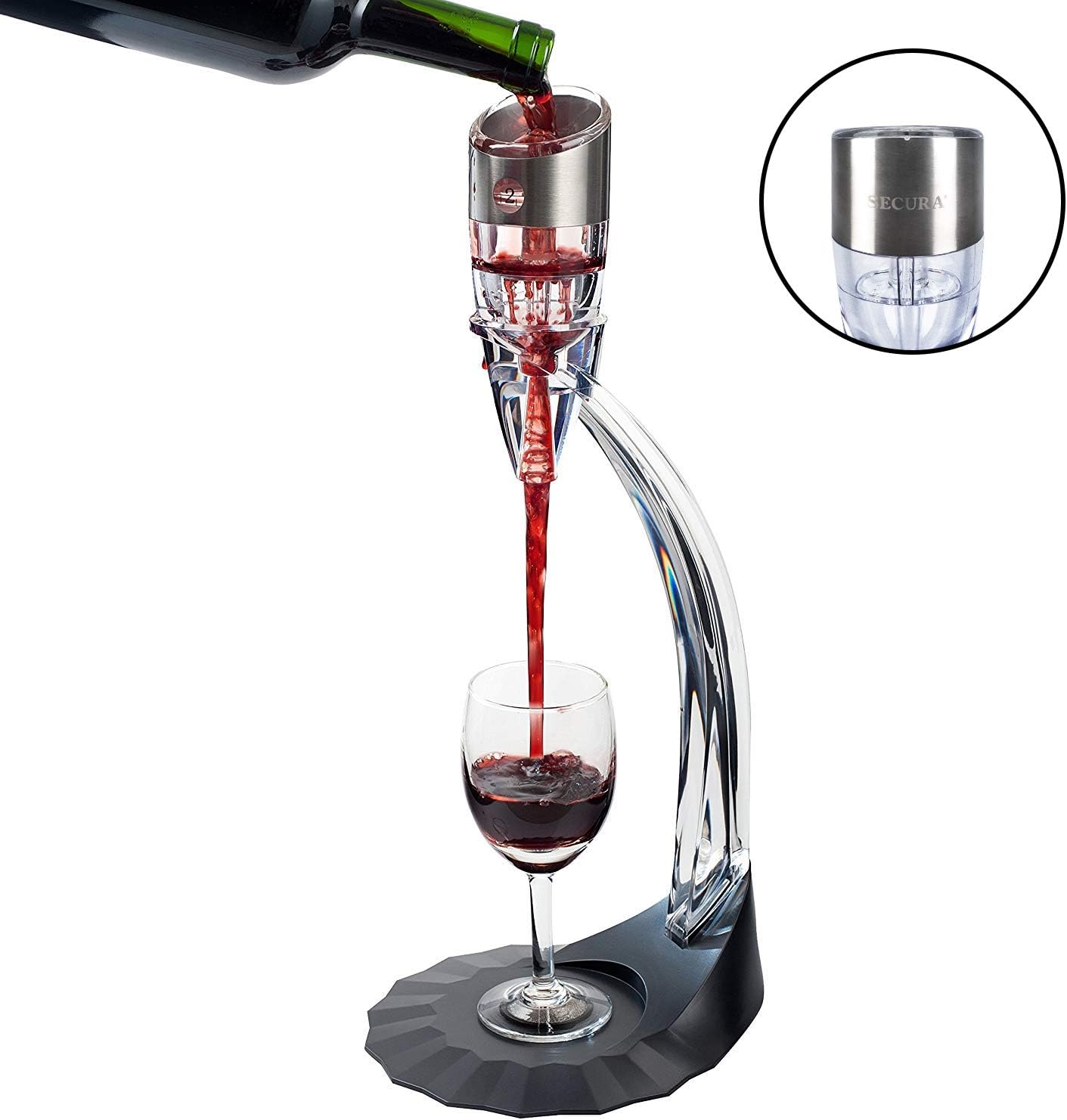 Secura Deluxe Wine Aerator Aerating Pourer Spout and Decanter with 6 speeds of Aeration