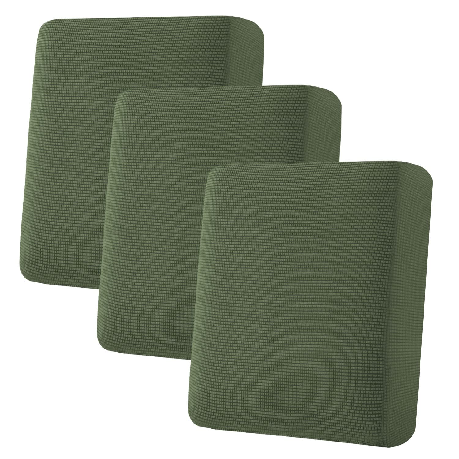 Photo 1 of H.VERSAILTEX Super Stretch Individual Seat Cushion Covers Sofa Covers Couch Slipcover Sets Thick Jacquard Textured Twill Fabric (3 Piece Sofa Cushion Covers, Bronze Green)