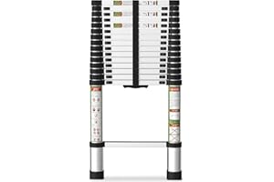 SPIEEK Telescoping Ladder for RV & Attic, 20.3FT Aluminum Extension Ladder with Dual Locking Mechanism, Max Load 330lbs, Compact Foldable Ladder for Roof, Home, Travel Trailer & Multi-Surface Use