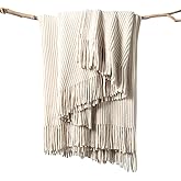 lifein Chenille Throw Blanket 50x60 - Soft Boho Knitted Blanket for Couch Cozy Farmhouse Decor Bed Throw, Lightweight All Season White/Cream Blanket, Decorative for Living Room Bedroom Spring Decor