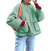 Yousify Womens Jackets Fall Fashion 2025 Crew Neck Quilted Plaid Jacket Full Zipper Coats S-2XL