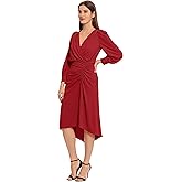 Maggy London Womens Long Sleeve Catalina Crepe Dress Workwear Event Guest of Wedding