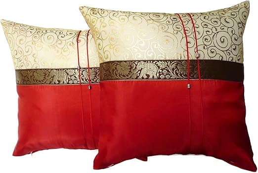 Amazon Com Moose546 Set Of Two Aurora Red Silk Throw Cushion
