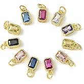 KitBeads 20pcs Micro Pave Retangle Charms 18K Real Gold Plated Crystal Cubic Zirconia Charms for Jewelry Making Bracelets