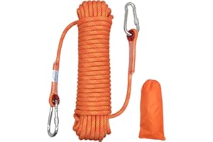 HAIY Climbing Rope, 10mm Static Rock Climbing Cord, High Strength Rope, Safety Rope for Escape, Fire Rescue, Dock Anchor, Ice Climbing (Orange, 64ft)