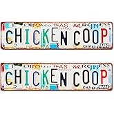 QMARK Metal Tin Sign, Chicken Coop Vintage Wall Decor, Farm House Style Signs, 16 x 4 Inches, 2 Pack