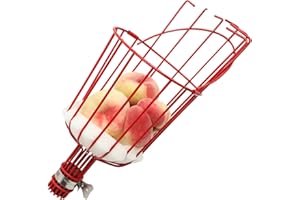 SANLIKE 1 Pack Fruit Picker Harvest Basket Head, Fruit Harvester Attachment for Harvesting Fruit, Twist-On Fruit Picker Basket with Cushion to Prevent Bruising(Red)