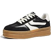 LUCKY STEP Platform Sneakers for Women Fashion Retro Thick Rubber Gum Sole Comfortable Tennis Skate Trainer Classic Walking Shoes Casual Streetwear