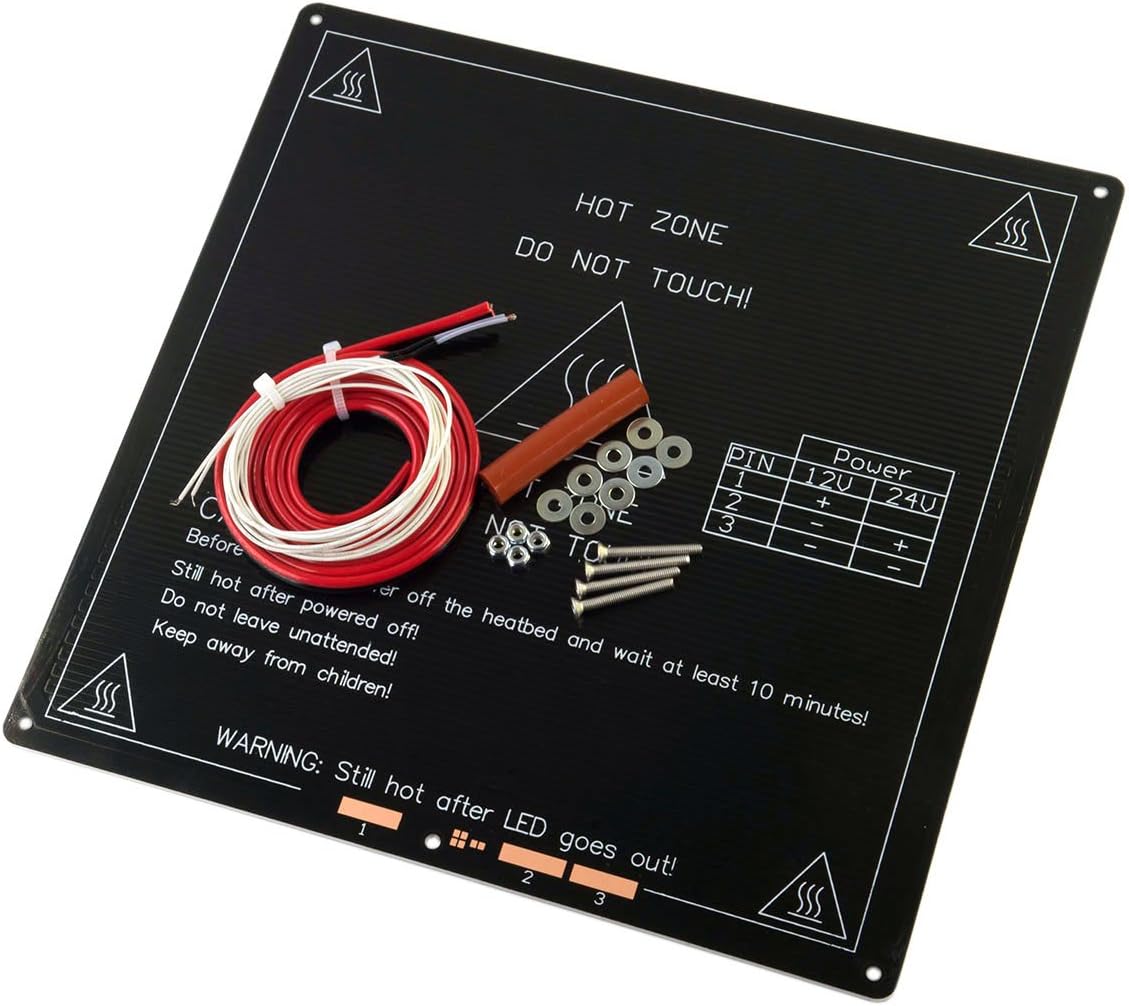 [Gulfcoast Robotics] Dual Power 12-24V Aluminum Heated Bed Kit Thermistor Wiring Hardware 220 x 220 x 3mm