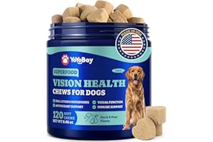 YoYoBay Eye Supplement for Dogs - 120 Soft Chews Dog Vision Supplement with Cod Liver Oil, Antioxidants & Omega 3 Fatty Acids - Eye Vitamins for Dogs - Duck & Pear Flavor