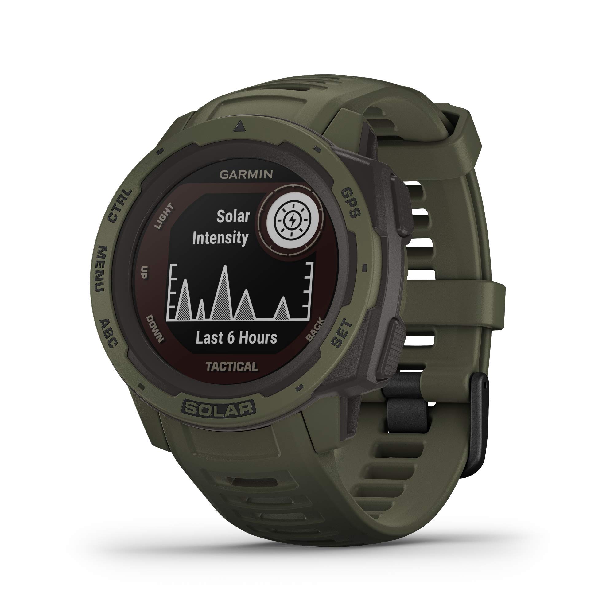 Garmin Instinct Solar Tactical, Solar-powered Rugged Outdoor Smartwatch with Tactical Features, Built-in Sports Apps and Health Monitoring, Moss Green
