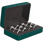 Booinxaa Ring Storage Boxes for Multiple Rings, Compact and Stylish Travel Jewelry case, Portable Small jewelry Organizer Box Tray Gift for Women, Girl(Green)