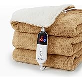 blunique Heated Blanket Electric Blanket Full Waffle,72x84 Inches Sherpa Fleece Fast Heating Blanket 6 Heating Levels & 10 Hours Auto Off ETL Certification, Caramel Full
