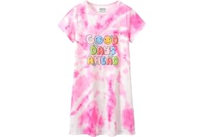 CYCHELRY Teen Girls Nightgowns-Trendy Tie Dye Short Sleeve Sleepwear Cute Polyster Nightdress Tween Pajamas Size 8-16