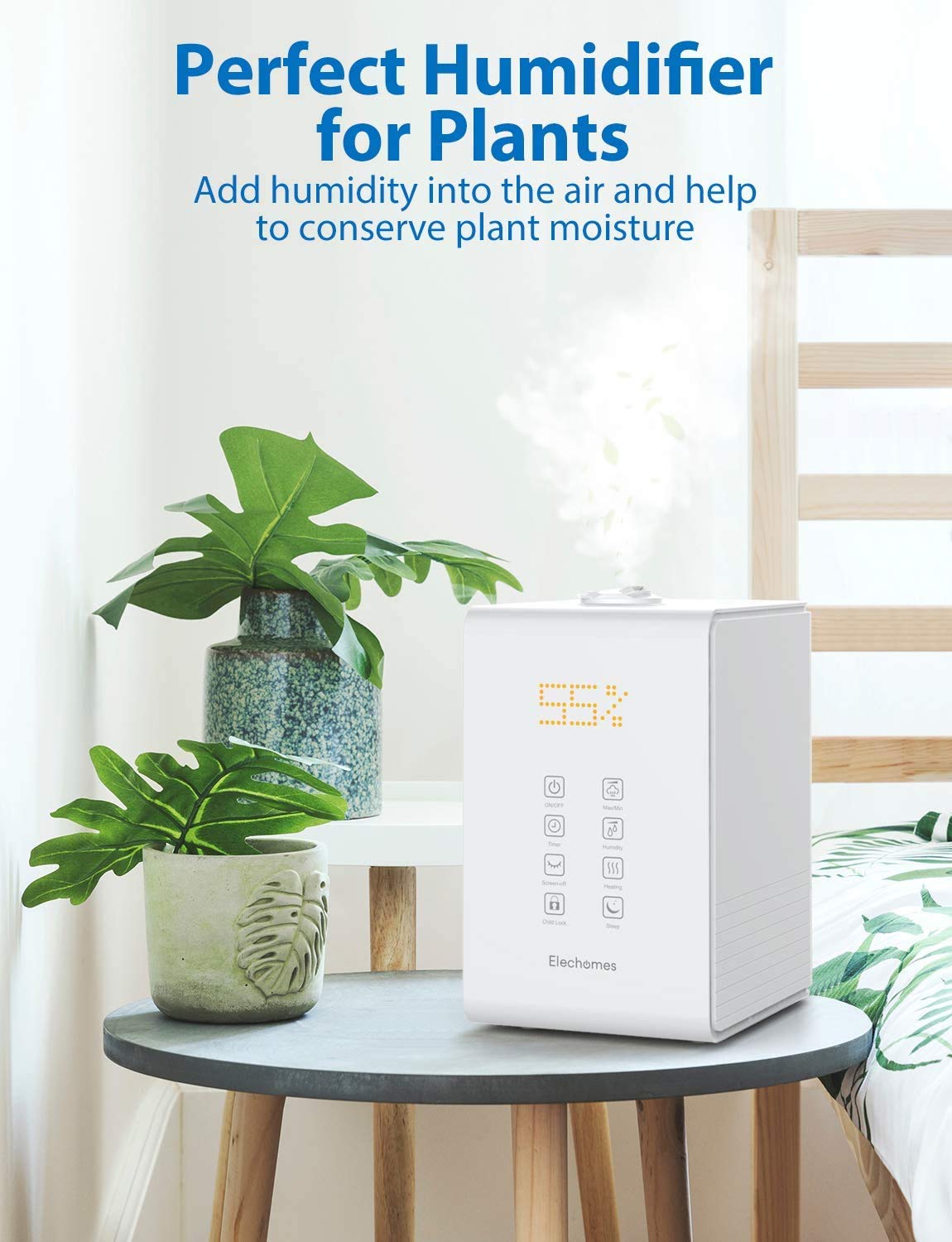 Elechomes Warm and Cool Mist Humidifiers, SH8820 Top Fill 5.5L
